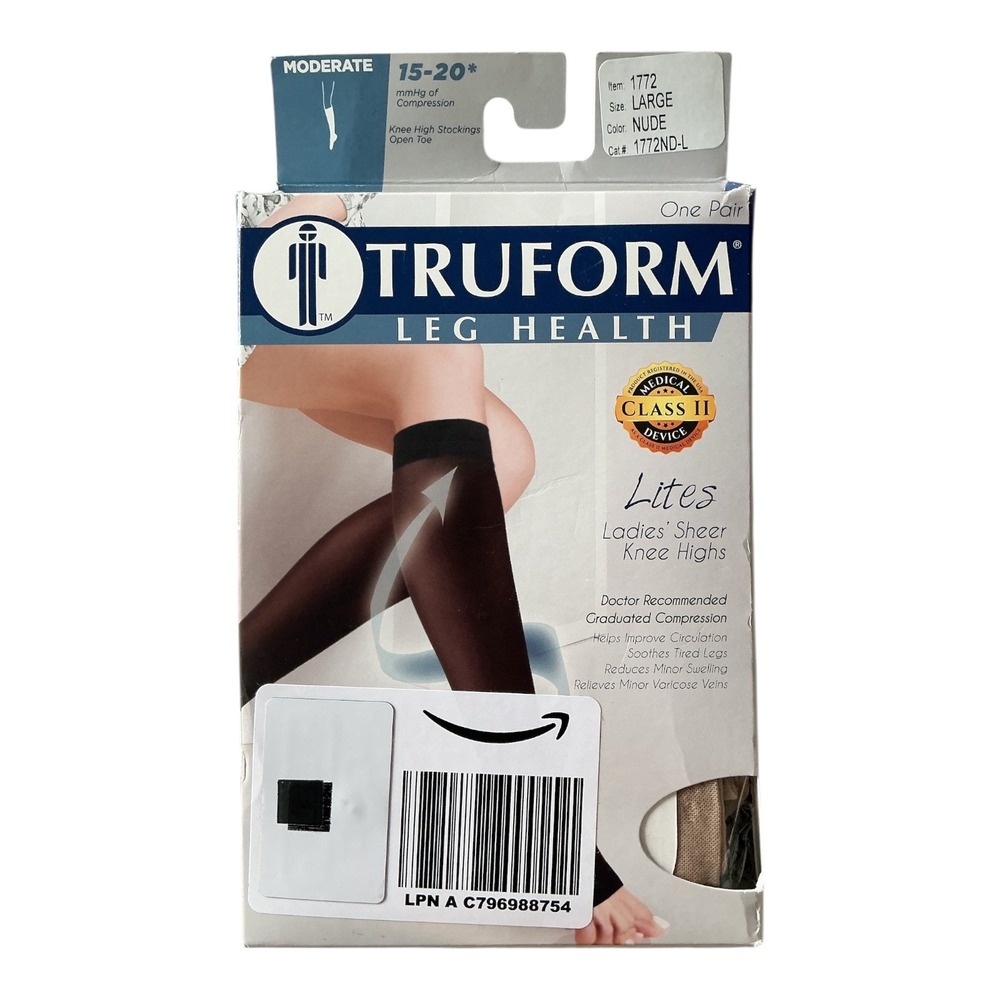Truform - Ladies Sheer Knee High‎ Stockings (15-20 mmHg) - Large - Nude